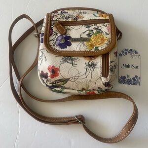Multi sac mini crossbody Vienna/hazelnut butterfly and flowers bag